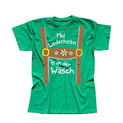 T-Shirt Oktoberfest Lederhose Kostüm Volksfest Tracht 13 Farben Herren XS-5XL München Wiesn Festzelt O'zapft Maß Krug Dirndel, Größe:XL, Farbe:grün - Logo Weiss von Jimmys Textilfactory