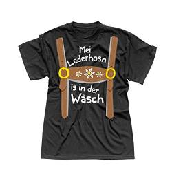 T-Shirt Oktoberfest Lederhose Kostüm Volksfest Tracht 13 Farben Herren XS-5XL München Wiesn Festzelt O'zapft Maß Krug Dirndel, Größe:XS, Farbe:schwarz - Logo Weiss von Jimmys Textilfactory