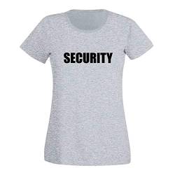 T-Shirt Security Sicherheitsdienst Party Sicherheit 15 Farben Damen XS - 3XL Türsteher Verkleidung Kostüm feiern Malle Karneval Fasching, Größe:3XL, Farbe:grau/Heather - Logo schwarz von Jimmys Textilfactory