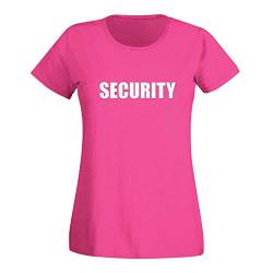 T-Shirt Security Sicherheitsdienst Party Sicherheit 15 Farben Damen XS - 3XL Türsteher Verkleidung Kostüm feiern Malle Karneval Fasching, Größe:S, Farbe:pink/Fuchsia - Logo Weiss von Jimmys Textilfactory