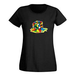 T-Shirt Sheldon Würfel Big Bang Theory 80er Cube Nerd 15 Farben Damen XS-3XL Rätsel Puzzle Logik Geduldspiel Retro-Shirt Vintage Style, Größe:L, Farbe:schwarz von Jimmys Textilfactory