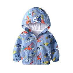 JinBei Baby Jungen Jacke Kinder Jacken Kapuzen Sweatjacke Kapuzenjacke Cartoon Bagger Winddicht Junge Mantel Windjacke Übergangsjack Frühling Herbst Outwear Softshell 2-3 Jahre von JinBei