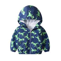 JinBei Jacke Baby Junge Kinder Dinosaurier Jacken Kapuzen Sweatjacke Kapuzenjacke Cartoon Jungen Winddicht Grün Mantel Windjacke Übergangsjack Frühling Herbst Outwear Softshell Regenjacken 1-2 Jahre von JinBei