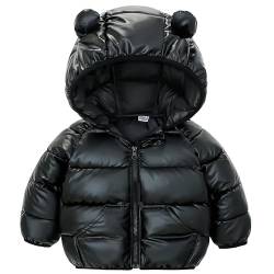 JinBei Kleinkind Winterjacke Jungen Schwarz Steppjacke Kinderjacke mit Kapuze Warme Ultraleicht Kinder Jacket Wintermantel Herbstjacke Winter Jacke mit Zwei Taschen, GR.98-104 von JinBei