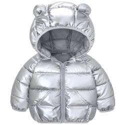 JinBei Kleinkind Winterjacke Jungen Silber Steppjacke Mädchen Kinderjacke mit Kapuze Ultraleicht Unisex Kinder Jacket Wintermantel Baby Winter Jacke mit Taschen, GR.92-98 von JinBei