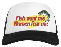 Fish Want Me Women Fear Me Weiße Baseballmütze Unisex Snapback von Jinbetee