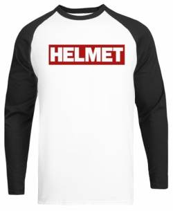 Meantime Helmet Weißes Unisex-Baseball-T-Shirt Schwarzes Ärmel-T-Shirt von Jinbetee