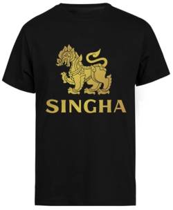 Singha for Fans Schwarzes T-Shirt Mit Kurzen Ärmeln Für Herren von Jinbetee