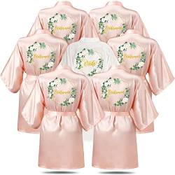 7 Set Brautjungfern Bademäntel für Hochzeit Brautparty Roben Matron of Honor Maid of Honor Robe Hochzeit Bademäntel für Brautgeschenk, Cool Style, Medium von Jinei