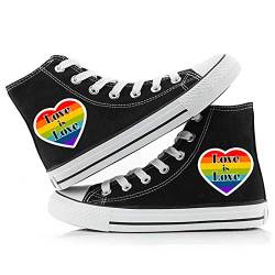 Homosexuell Stolz Schuhe High Top Turnschuhe LGBT Rainbow Classic Casual Canvas Schuhe mit Klettverschluss für Frauen Männer von Jinlin