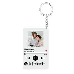 Jinlinjew Benutzerdefinierte Spotify Glass Art Music Board Schlüsselbund, personalisierte Musik Keychain Link QR-Code mit Foto, Acryl Song Keychain Plaque Geschenk von Jinlinjew