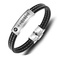 Jinlinjew Personalisierte Herren Spotify Code Armband | Leder gravierte scannbare Musik Spotify Armband Geschenk für ihn Freund Ehemann Vater von Jinlinjew