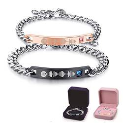 Jinlinjew Personalisierte Musik Spotify Code Armbänder für Paare Seine Königskönigin Immer für immer Ich liebe dich, Paar Armbänder für Männer Frauen von Jinlinjew