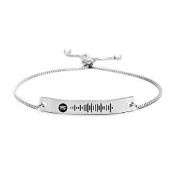 Jinlinjew Personalisierte Spotify Code Armband für Frauen Männer, Gravierte Song Armband Musik verstellbare Armband Scannbare Spotify für Paar Geschenk von Jinlinjew