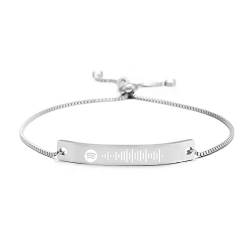 Jinlinjew Personalisierte Spotify Code Armband für Frauen Männer, Gravierte Song Armband Musik verstellbare Armband Scannbare Spotify für Paar Geschenk von Jinlinjew