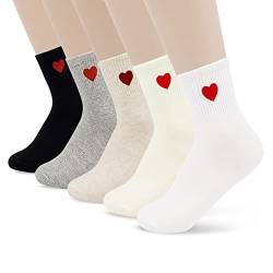 Niedliche Baumwollsocken mit lustigem Design für Herbst und Winter, mit Herzmotiv, für Damen - - Medium von Jinny's Socks