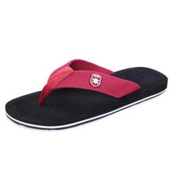 Jinsha Männer Flip Flops Sommer Erwachsene Flip Flops Strand & Pool Schuhe（Black red 42） von Jinsha