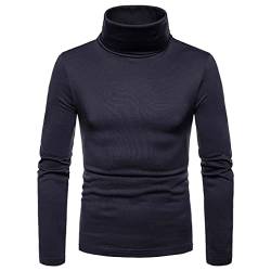 Herren Rollkragen Langarmshirt T-Shirts Slim Fit Rollkragenpullover Pullover Herbst Winter Rollkragenpulli Einfarbig Strickpullover Sweatshirt Unterzieh Elastisch Rollkragenshirt (M, Dark Gray) von Jinwruny