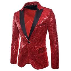 Jinwruny Blazer Mantel Herren Glitzer Sakko Slim Fit Anzug Business Anzugjacke Party Abend Kostüm Männer Outwear Fasching Blazer Jacke Herrenanzug von Jinwruny