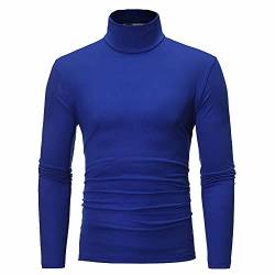 Jinwruny Herren Stehkragenshirt Langarm Herren Longsleeve Rollkragenpullover Regular Fit Langarmshirts Rollkragen Pullover Baumwolle Sweatshirt Unterzieh Elastisch Einfarbig, Marrine, M von Jinwruny