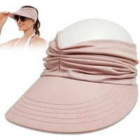 Jioson Sonnenhut Sonnenhüte Damen Sommer Hüte mit Pferdeschwanz rosa (Sommerhut Breite Krempe Outdoor, 1-St., 1-st) UV-Schutz Sonnenblende atmungsaktivem von Jioson
