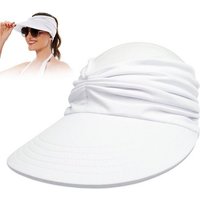 Jioson Sonnenhut Sonnenhüte Damen Sommer Hüte mit Pferdeschwanz weiß (Sommer Hüte mit Pferdeschwanz, 1-St., 1-st) UV-Schutz Sonnenblende atmungsaktivem von Jioson