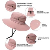 Jioson Sonnenhut Unisex Sonnenhut Großer Sonnenhut mit Hutband rosa (UV Schutz Sonnenschutz, 1-St., 1-st) Sommerhut Breite Krempe Outdoor atmungsaktivem von Jioson