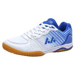 JiuQing Herren Tischtennis-Schuhe Pingpong-Badminton-Turnschuhe Weicher Boden Atmungsaktive Indoor-Fitness-Trainingsschuhe,Blau,45 EU von JiuQing