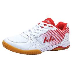 JiuQing Herren Tischtennis-Schuhe Pingpong-Badminton-Turnschuhe Weicher Boden Atmungsaktive Indoor-Fitness-Trainingsschuhe,Rot,40 EU von JiuQing