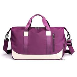 Reisetasche Sporttasche Sporttasche Für Frauen Mit Trolley-Ärmel Nasstasche Schuhfach Wochenend-Handgepäcktasche,Purple b,M von JiuQing