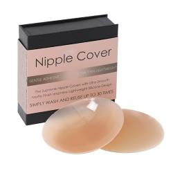 Jiuday 100% Silikon Nippelpads Damen Nipple Cover Wiederverwendbare Ultra Dünne Unsichtbare Brustwarzenabdeckung Selbstklebende Nippli mit Staubdichte Box-8 cm (Kaffee) von Jiuday