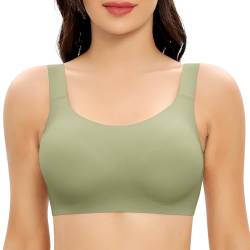 Jiuday BH Damen ohne Bügel Push Up BHS für Große Brüste Starker Halt Bügelloser BH Seamless BH Gepolstert Nahtlos Bequemer Tshirt BH Schlaf BH Weich Bra Bralette (Grün,2XL) von Jiuday