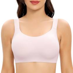 Jiuday BH Damen ohne Bügel Push Up BHS für Große Brüste Starker Halt Bügelloser BH Seamless BH Gepolstert Nahtlos Bequemer Tshirt BH Schlaf BH Weich Bra Bralette (Rosa,M) von Jiuday