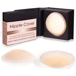 Jiuday Nippelpads Nippel Cover für Damen 1 Paar Wiederverwendbar & waschbar Brustwarzen Abdeckung aus hochwertigem Silikon Ø 8 cm(Nude,(für A-Cups) von Jiuday