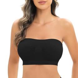 Jiuday Trägerloser BH Gepolstert Bandeau BH ohne Träger ohne Bügel Nahtloser Seamless Tube Top Bralette BH für Damen (Schwarz,M) von Jiuday