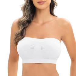 Jiuday Trägerloser BH Gepolstert Bandeau BH ohne Träger ohne Bügel Nahtloser Seamless Tube Top Bralette BH für Damen (Weiß,L) von Jiuday