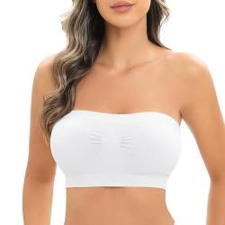 Jiuday Trägerloser BH Gepolstert Bandeau BH ohne Träger ohne Bügel Nahtloser Seamless Tube Top Bralette BH für Damen (Weiß,M) von Jiuday