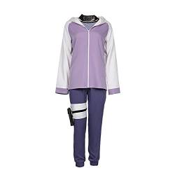 Jiumaocleu Hinata Cosplay Kostüm Lila Frauen Trainingsanzug Set Jogging Sportbekleidung Anzug Casual Zip Up Tops und Hose mit Ninja Kopfschmuck Beintaschen Halloween Party Verkleidung, Hinata, 38 von Jiumaocleu