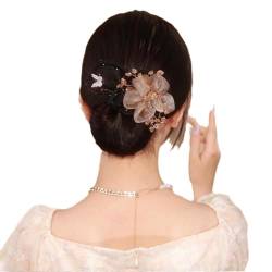 Haarknotenmacher mit Blumen-Motiv, exquisit, modisch, Haarklammer, Haarklammer, Frauenhaar für lange Haar-Clips, Netzgewebe von Jkapagzy