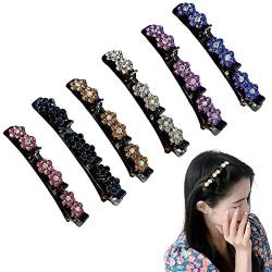 Haarspangen mit glitzernden Kristallsteinen, geflochten, Doppel-Pony, Haarnadeln, gewebt, koreanisch, blinkend, 6 Stück von Jkapagzy