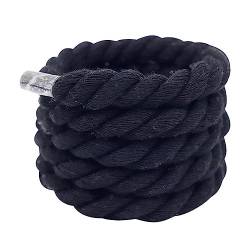 Jkapagzy 1 Paar 10 mm dicke dicke runde Schnürsenkel Weben Verdrehtes Seil Bold Schnürsenkel Vintage Damen Herren Schnürsenkel 160 cm Länge Turnschuhe, Schwarz , 160 von Jkapagzy