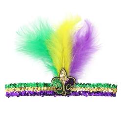 Karnevals-Stirnband, dreifarbiges Pailletten-Stirnband für Damen, Ball, Make-up, Party, Gras, Haar, Mardi-Zubehör von Jkapagzy