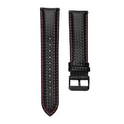 20mm / 22mm Schnellspanner Black Carbon-Faser-Leder-Uhrenarmband Band, Rot, 22mm von Jksdp