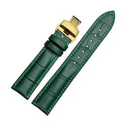 Kalbsleder-Uhrenarmband Grün Flexible haltbare Breath Strap18 / 20 / 22mm, Gold Schließe, 18mm von Jksdp