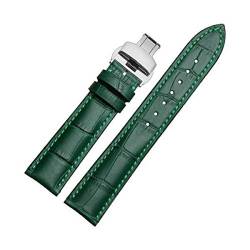 Kalbsleder-Uhrenarmband Grün Flexible haltbarer Breath Strap18 / 20 / 22mm, Silber Verschluss, 20mm von Jksdp