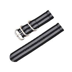 Nylon Uhrenarmband 18mm 20mm 22mm 24mm Ring Buckle Strap Quick Release ersetzen Armband Schwarz Grau S,20mm von Jksdp