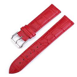 Uhrenarmband-Gurt-Frau Uhrenarmbänder Lederarmband Uhrenarmband 10 24mm Mehrfarbenuhrenarmbänder, Rot, 15mm von Jksdp