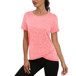 Jlowesun Fitness Shirt Damen Kurzarm,Leichtes Atmungsaktiv Funktions Sportshirt Damen,Rundhals Sport Top Damen Passend für Fitness Laufshirt Yoga L von Jlowesun