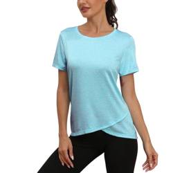 Jlowesun Sportshirt Damen Kurzarm,Leichtes Atmungsaktiv Funktions Workout Tops,Rundhals Sport Top Damen Passend für Fitness Laufshirt Yoga XXL von Jlowesun