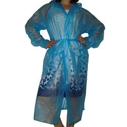 JnDee Qualität Smooth Soft siehe durch Kunststoff PVC Vinyl Kapuzen Regenmantel Mac Unisex Wasserdicht Full Länge Coat Gr. X-Large, türkis von JnDee